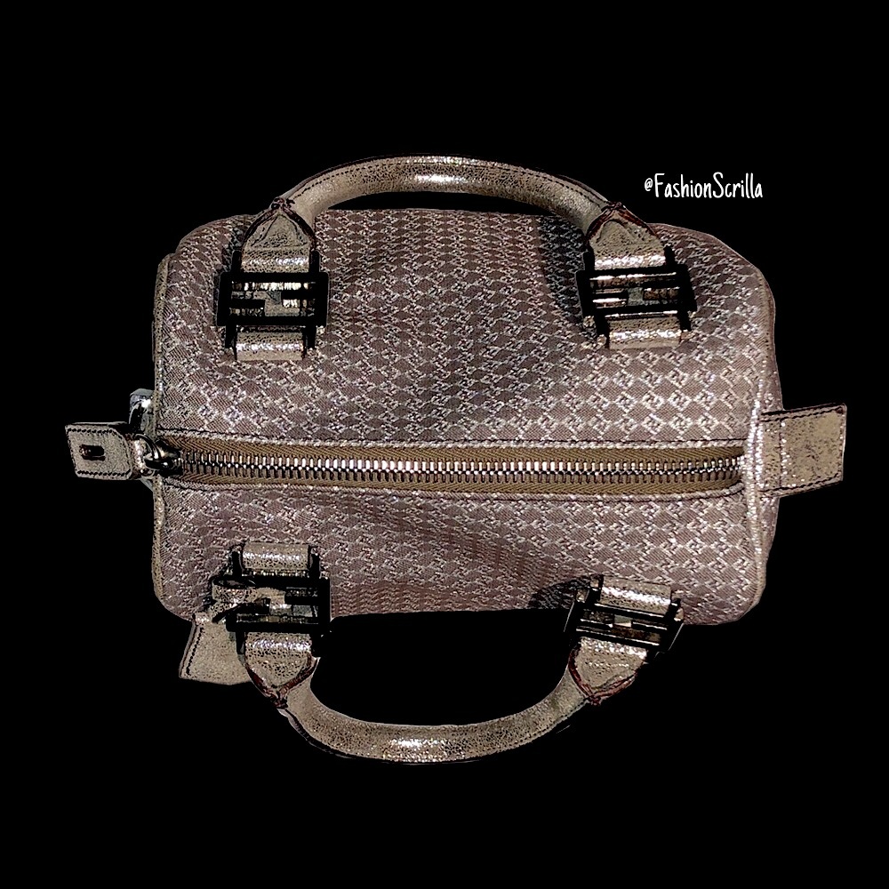 FENDI Vintage Zucca ‘FF’ Logo Metallic Silver & Beige Zuchinno Monogram Mini Bag - Picture 12 of 15